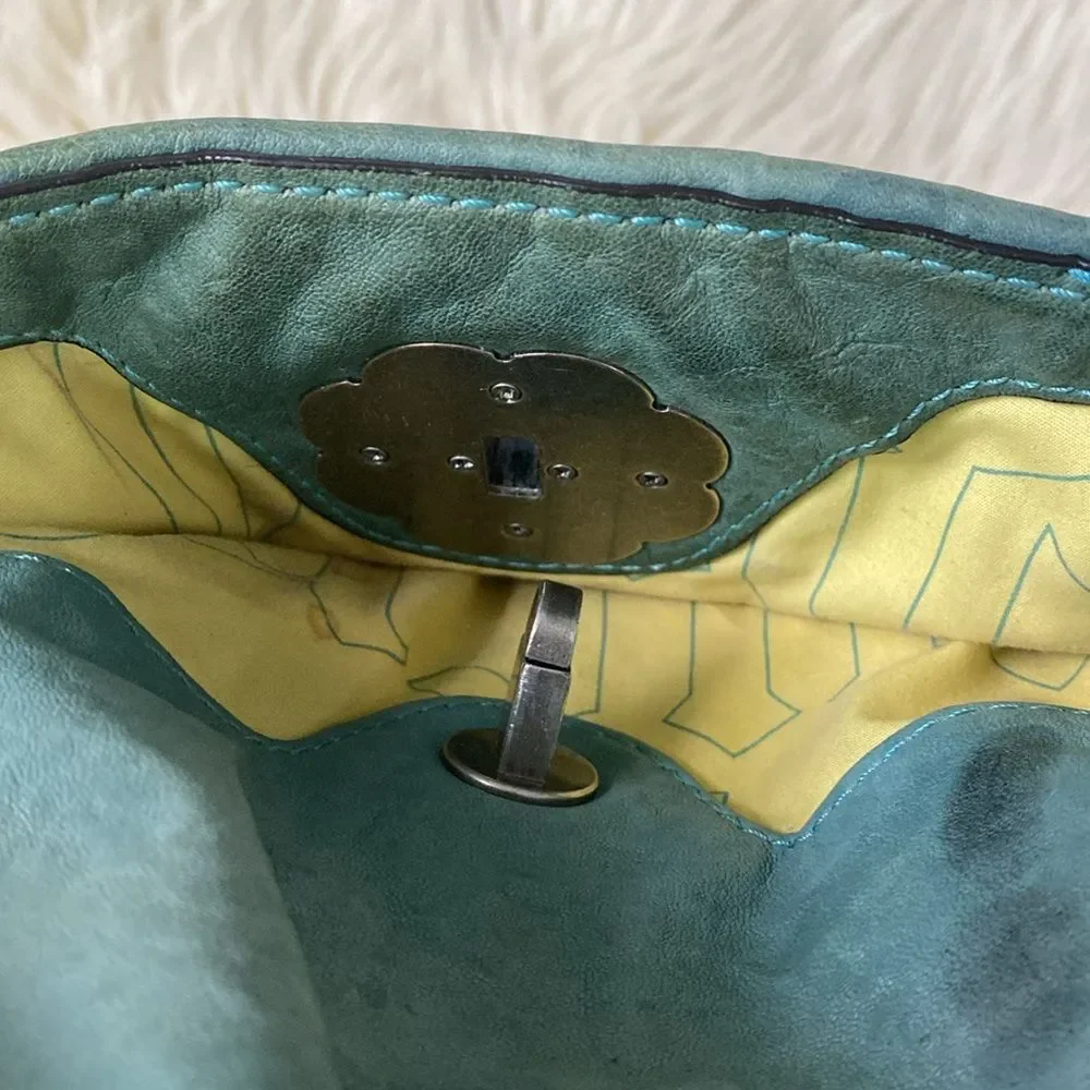 Rare Vintage Juicy Coutcher Teal Large leather Bag Boho Slouchy Distressed